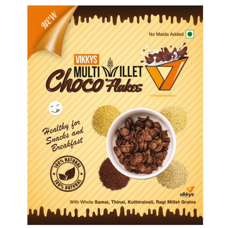 Multi Millet Choco Flakes ( Net Weight 100 Gms ) Vikkys